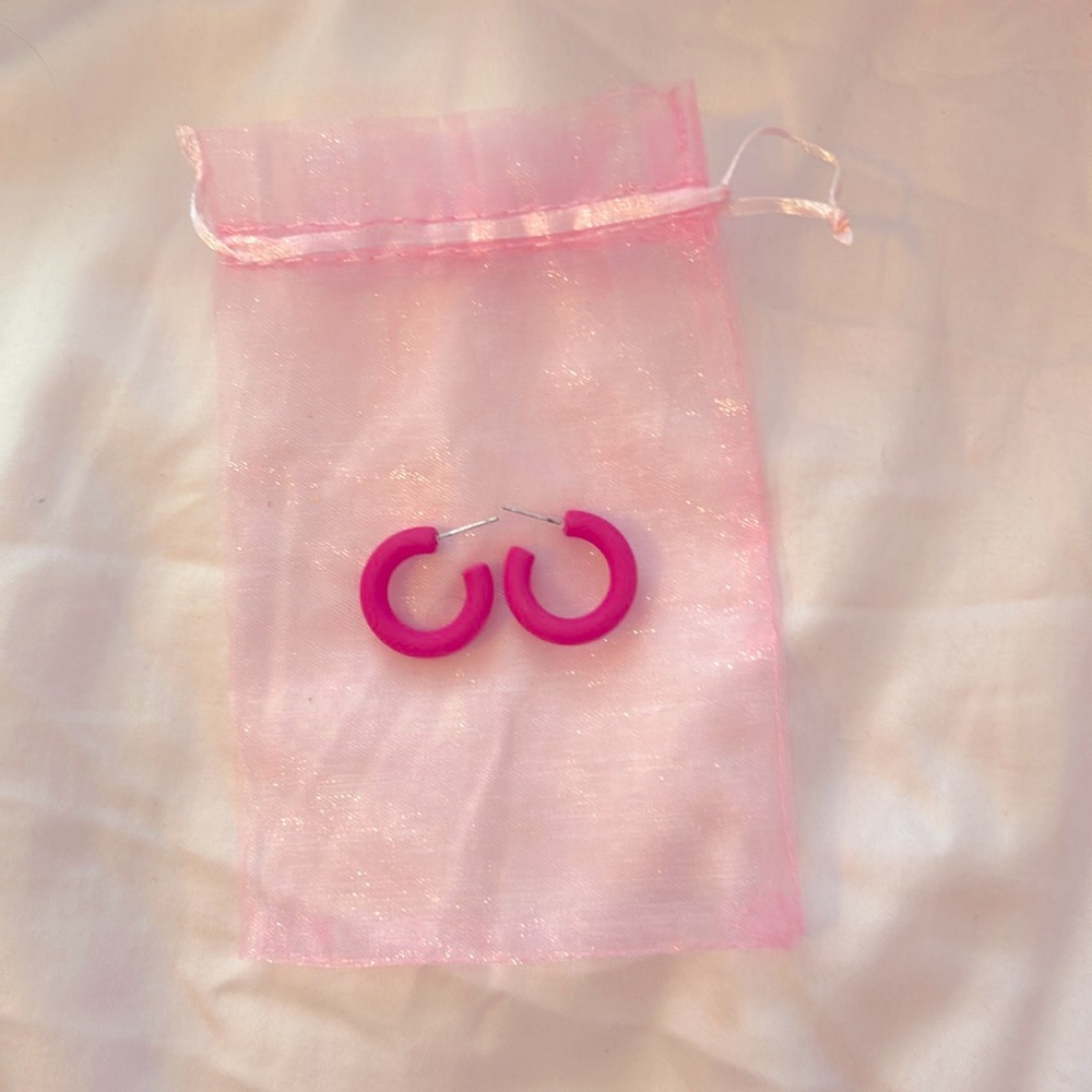 BRAND NEW- Hot Pink Hoop Earrings